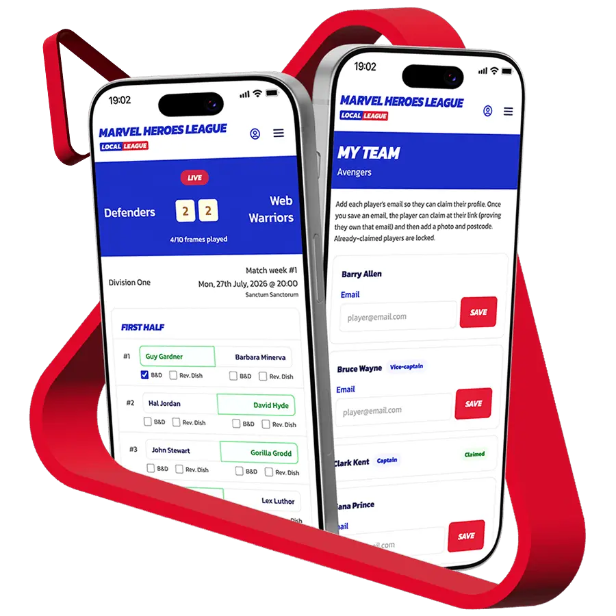 Team captain features — Local League app screens